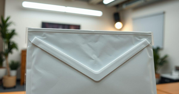 Envelope plástico de segurança com lacre para proteção e transporte seguro